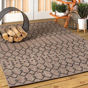 Ourika Moroccan Geometric Textured Weave Indoor/outdoor Area Rug